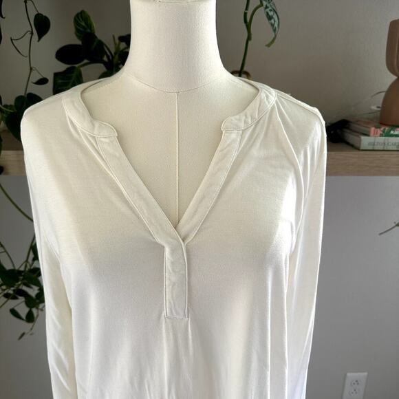 J. Jill White Long Sleeve Stretch Tunic Top L  Minimalist Layering Soft Stretch - Picture 3 of 8